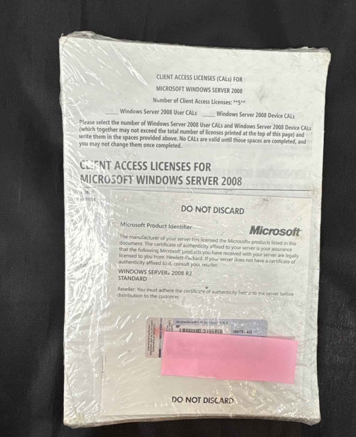 Microsoft SQL Server 2008 R2 Workgroup Software 5 Client Access License / CD8GM