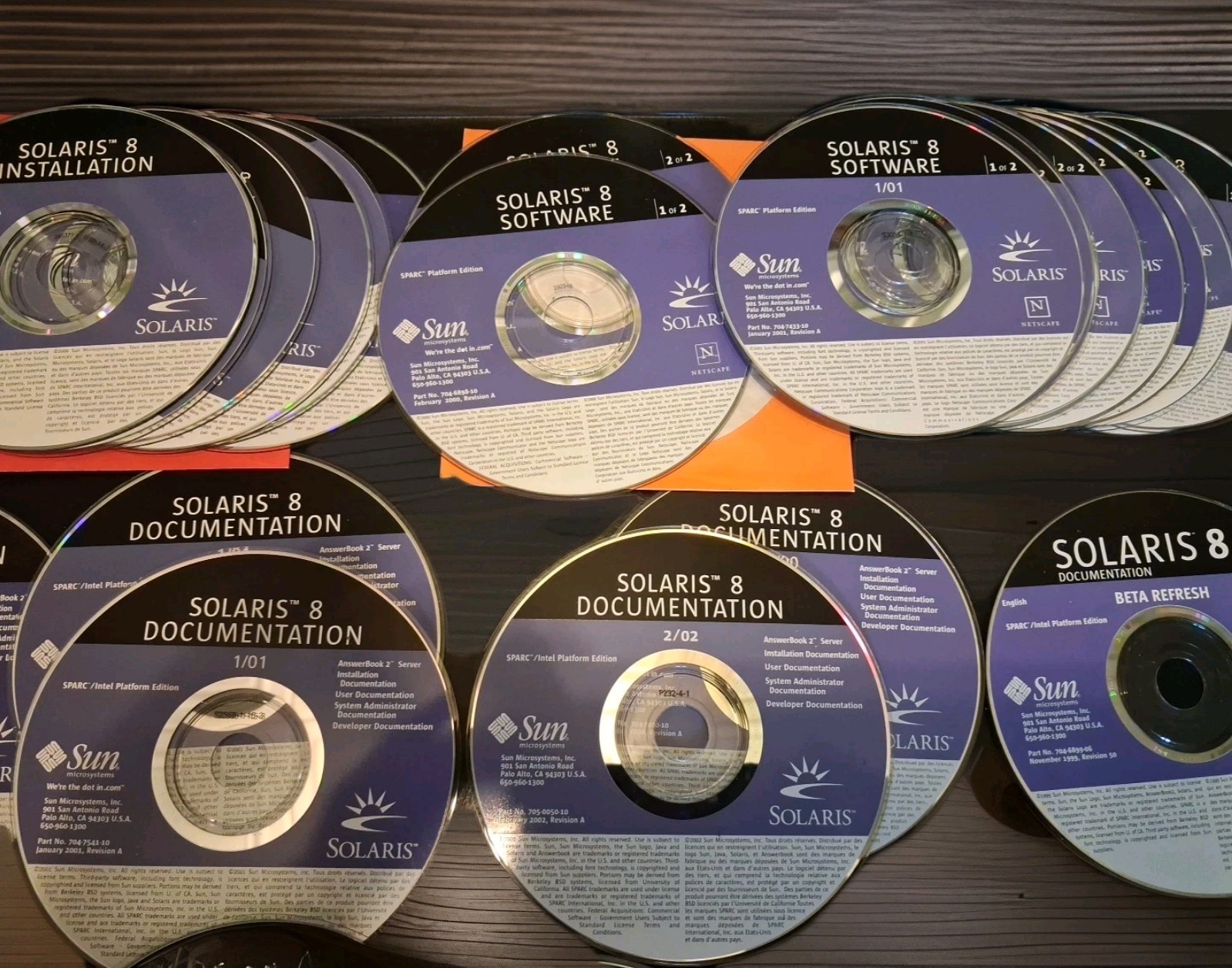 SUN Microsystems SOLARIS 8 -BOTH Intel & SPARC CDs only 58 DISCS bundle Lot