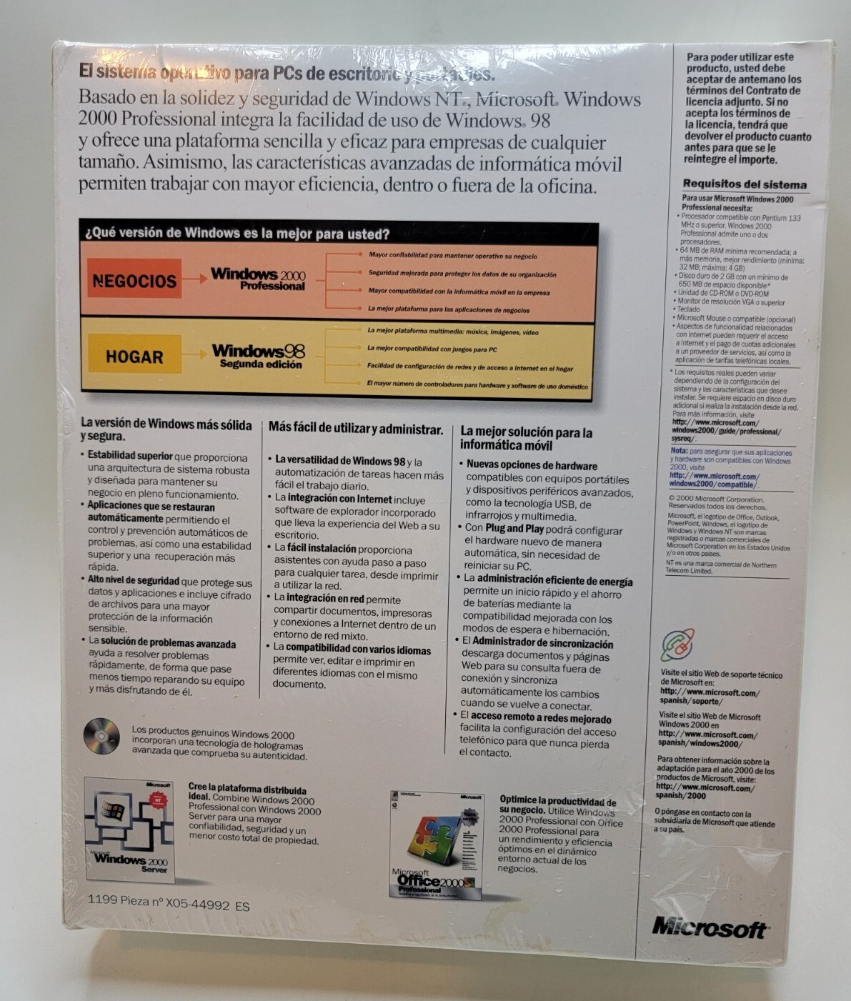 Microsoft Windows 2000 Professional Actualizacion NT Workstation 3.51 o 4.0