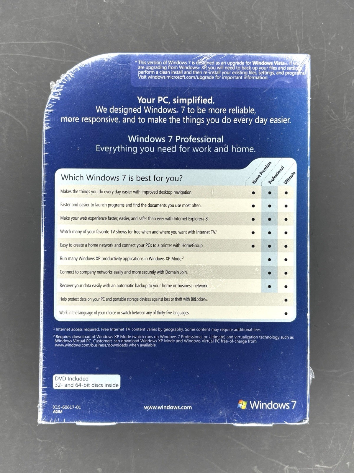 Microsoft Windows 7 Professional Full 32&64bit DVDs Sealed New in Retail Box