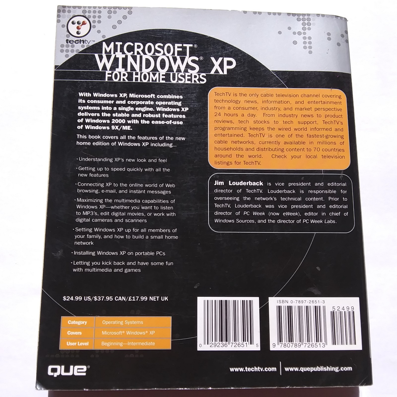 TechTV Microsoft Windows XP for Home Users Jim Louderback Que Book 2002