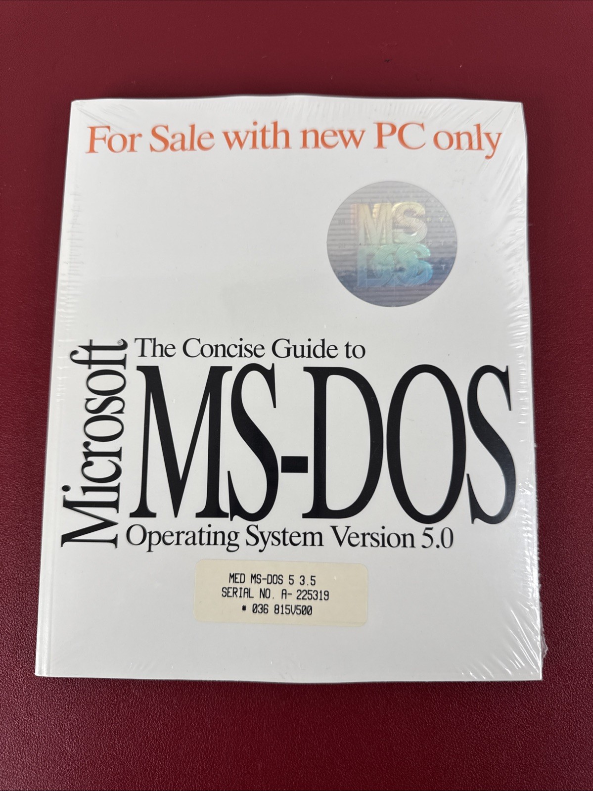 Microsoft Concise Guide to MS-DOS Operating System 5.0 With DISKS, NEW Sealed