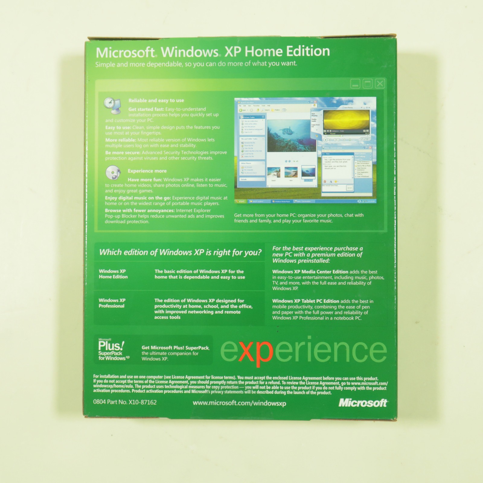 Microsoft Windows XP Home Edition Retail Service Pack 2 SP2 New Sealed Big Box