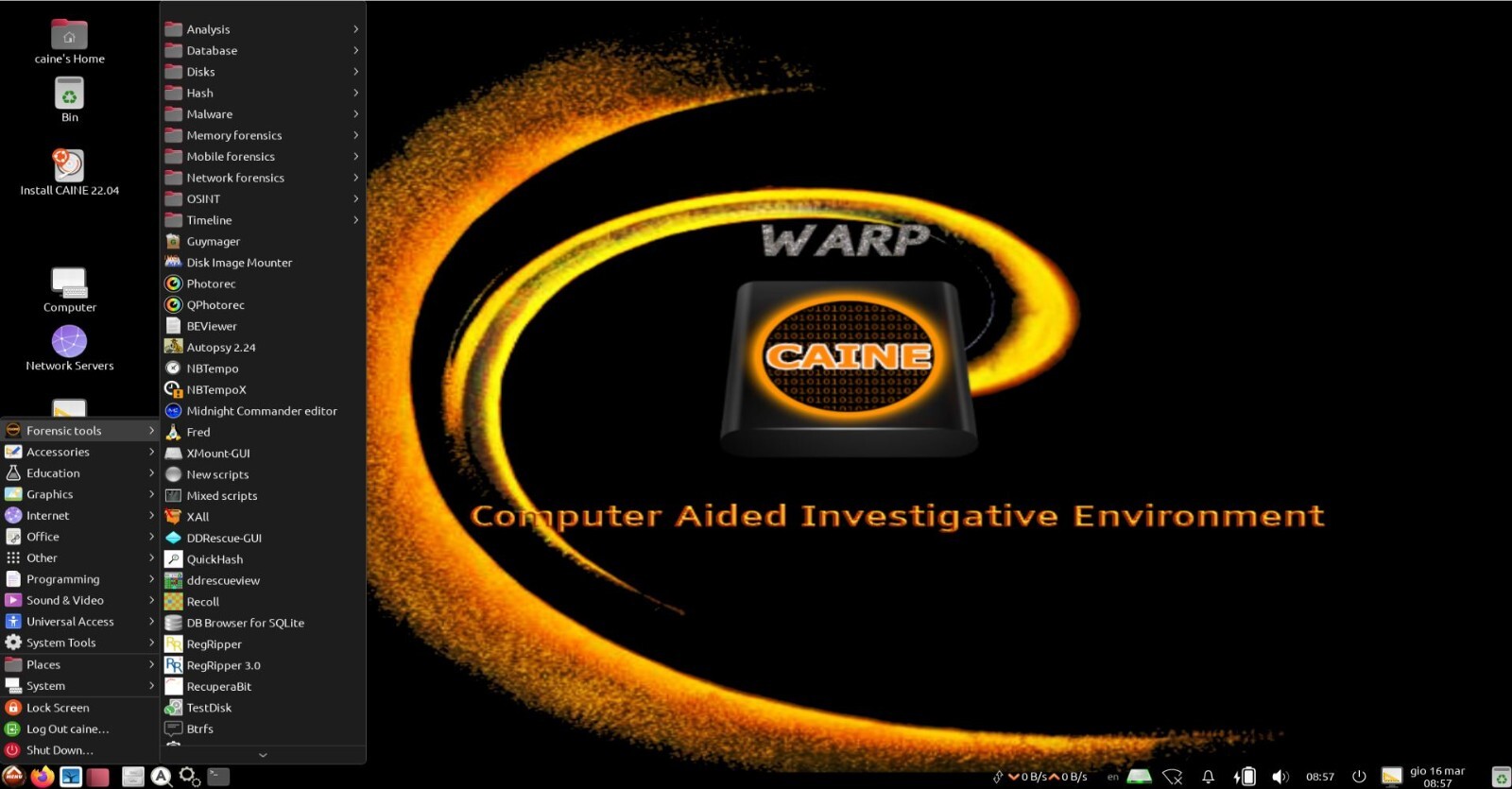 CAINE 13 Warp Forensic Environment Linux OS | 64Bit | Live Boot USB/DVD | MAC/PC