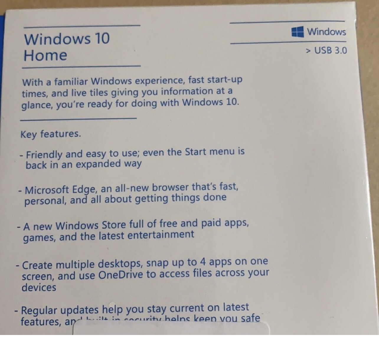 Microsoft Windows 10 Home for Window