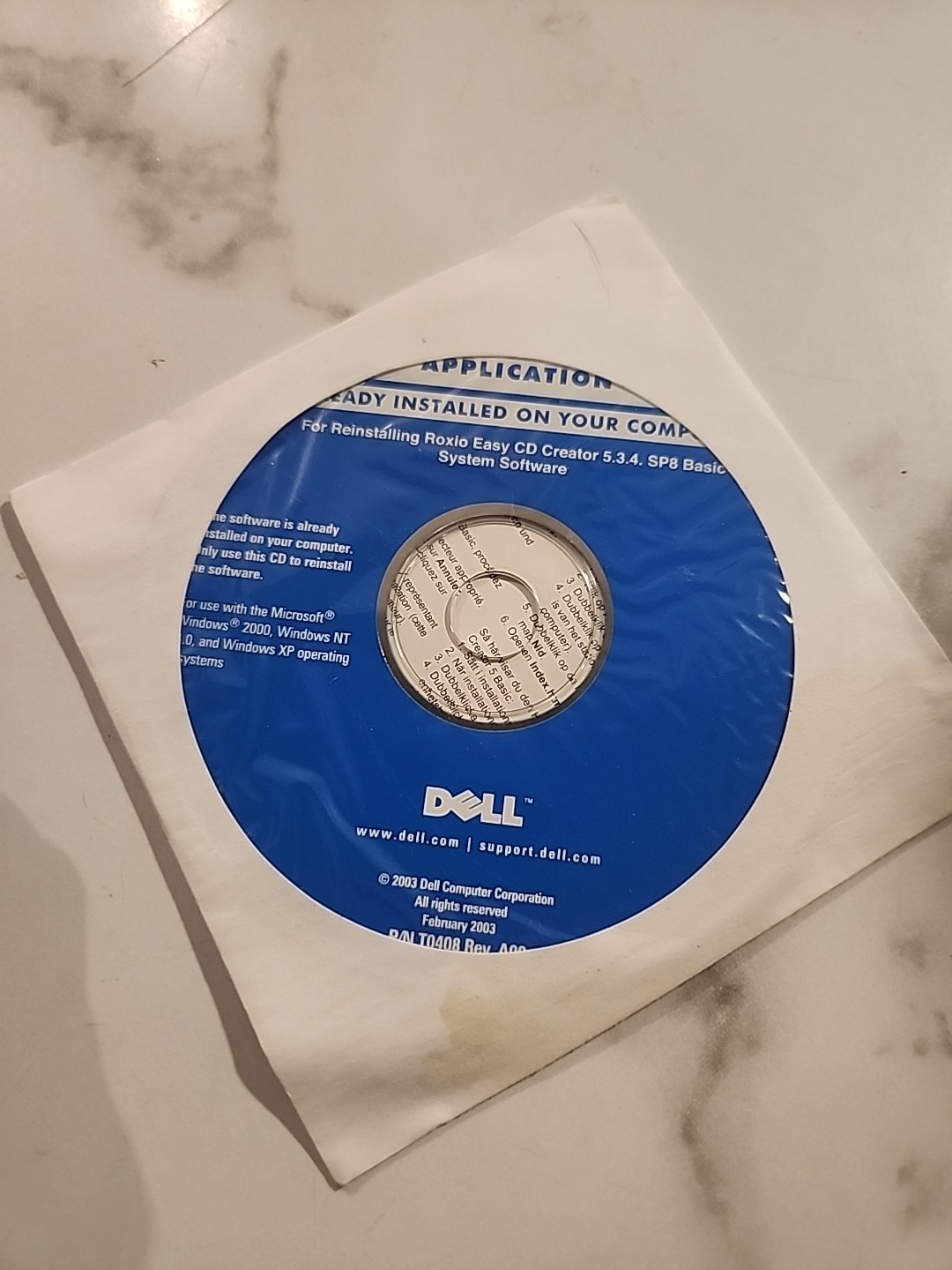DELL APPLICATION For Reinstalling Roxio Easy CD Creator 5.3.4 System Software