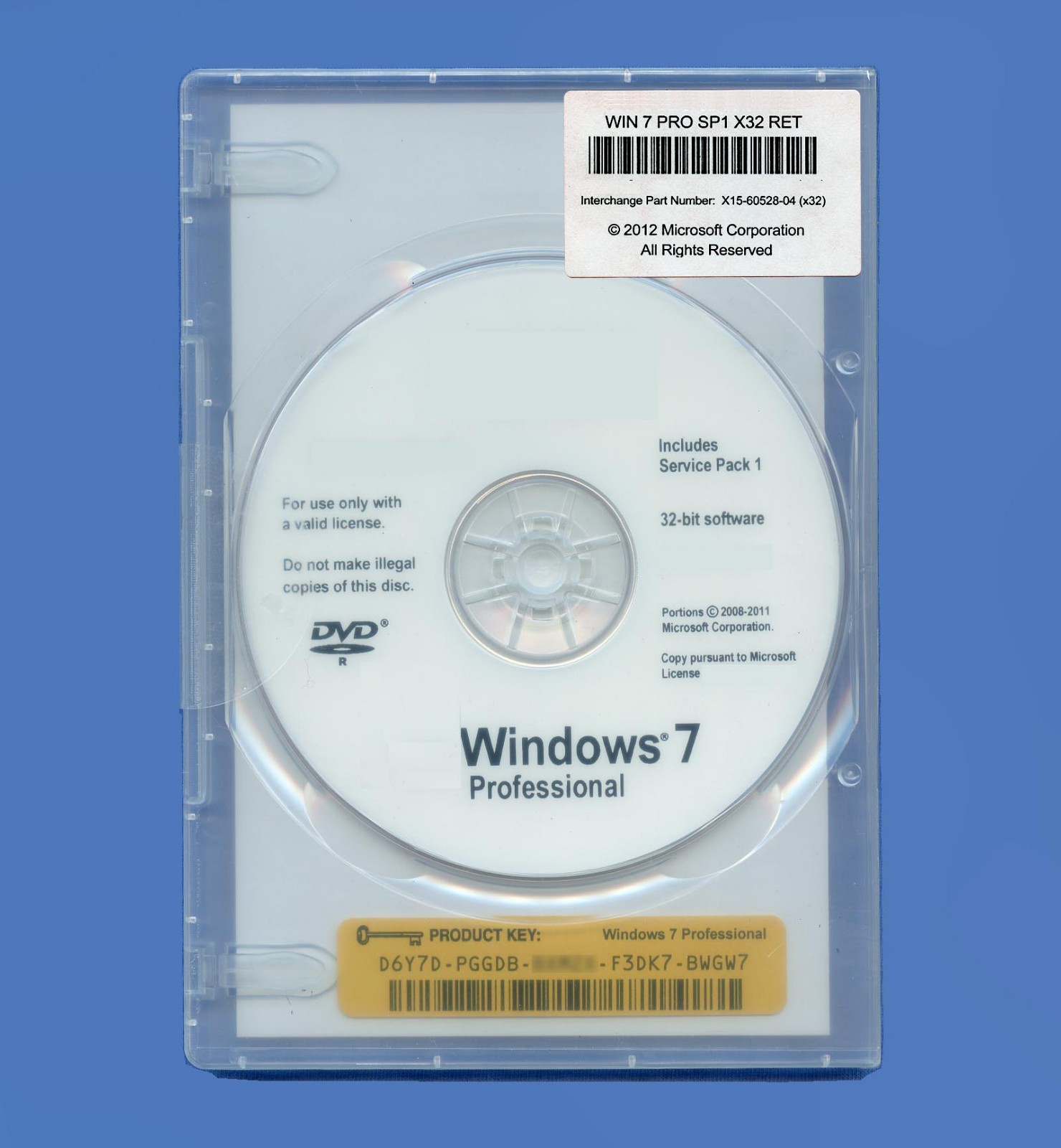NEW Retail Windows 7 Professional 32 Bit Full Version SP1 DVD, & Product Key