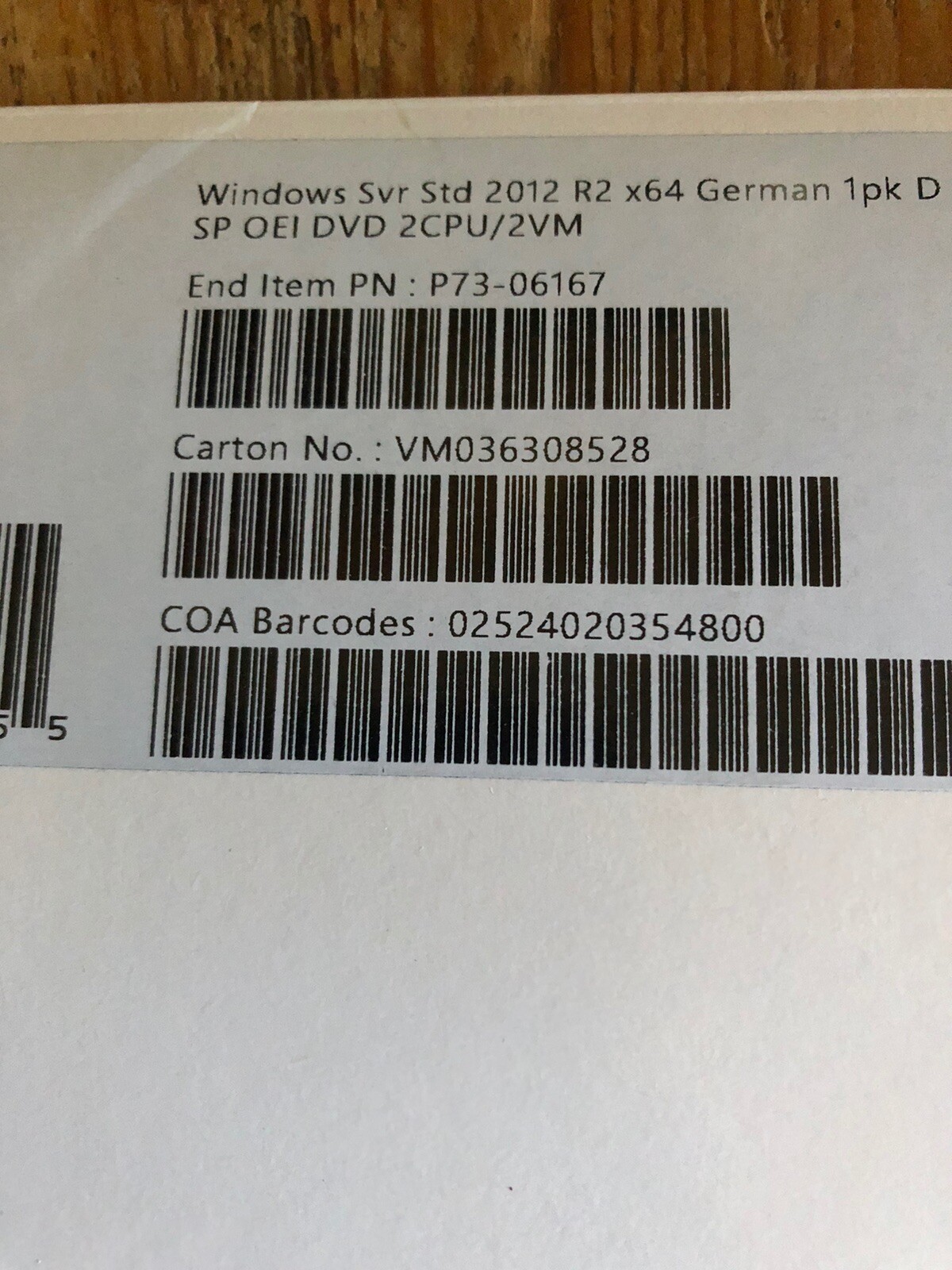 Windows Server Standard 2012 R2, DVD DE with 5 User SB Full Version, VAT Invoice