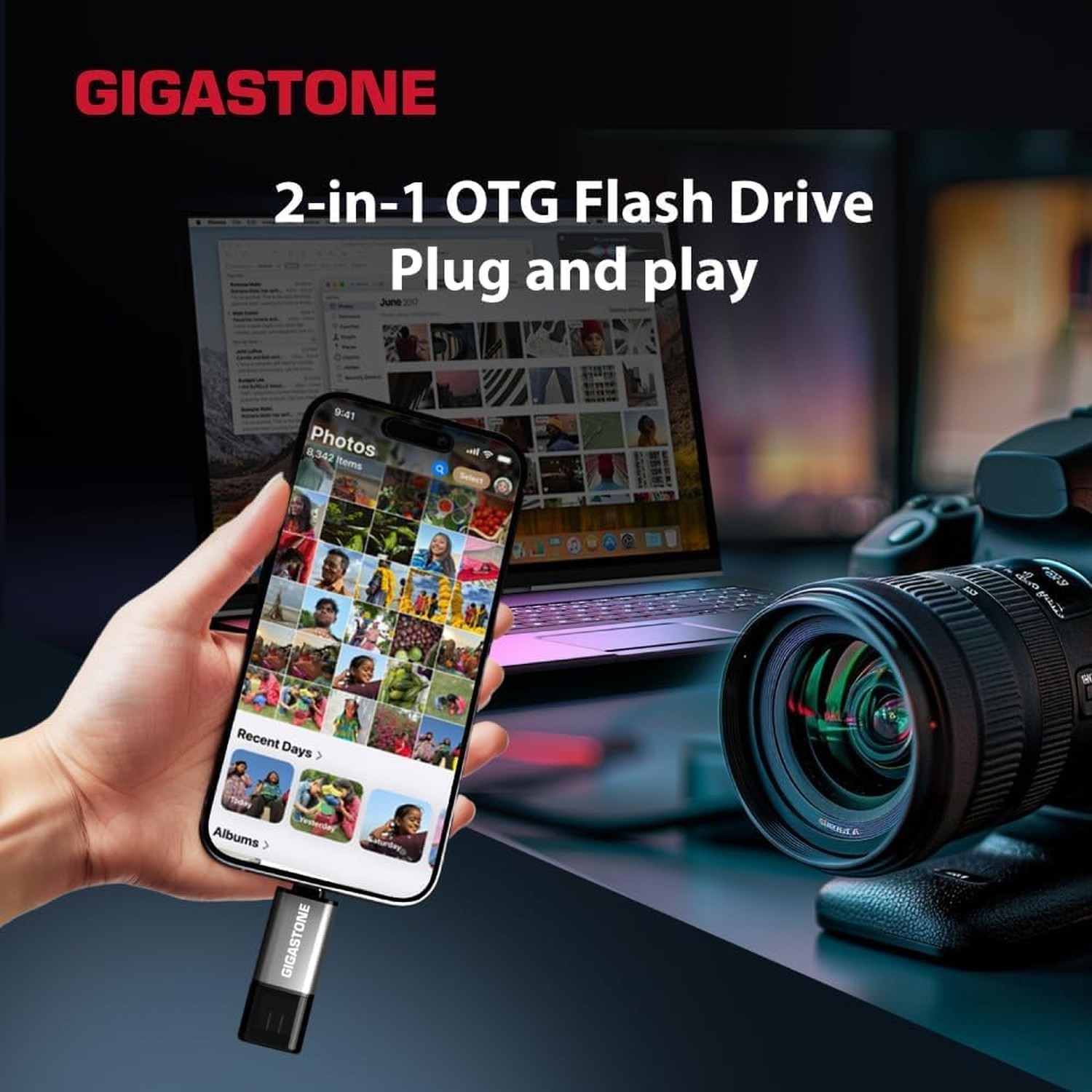 GIGASTONE 64GB Dual Flash Drive (5 Pack) Z40 USB 3.2 Gen 1, 2-in-1 Type-A & T…