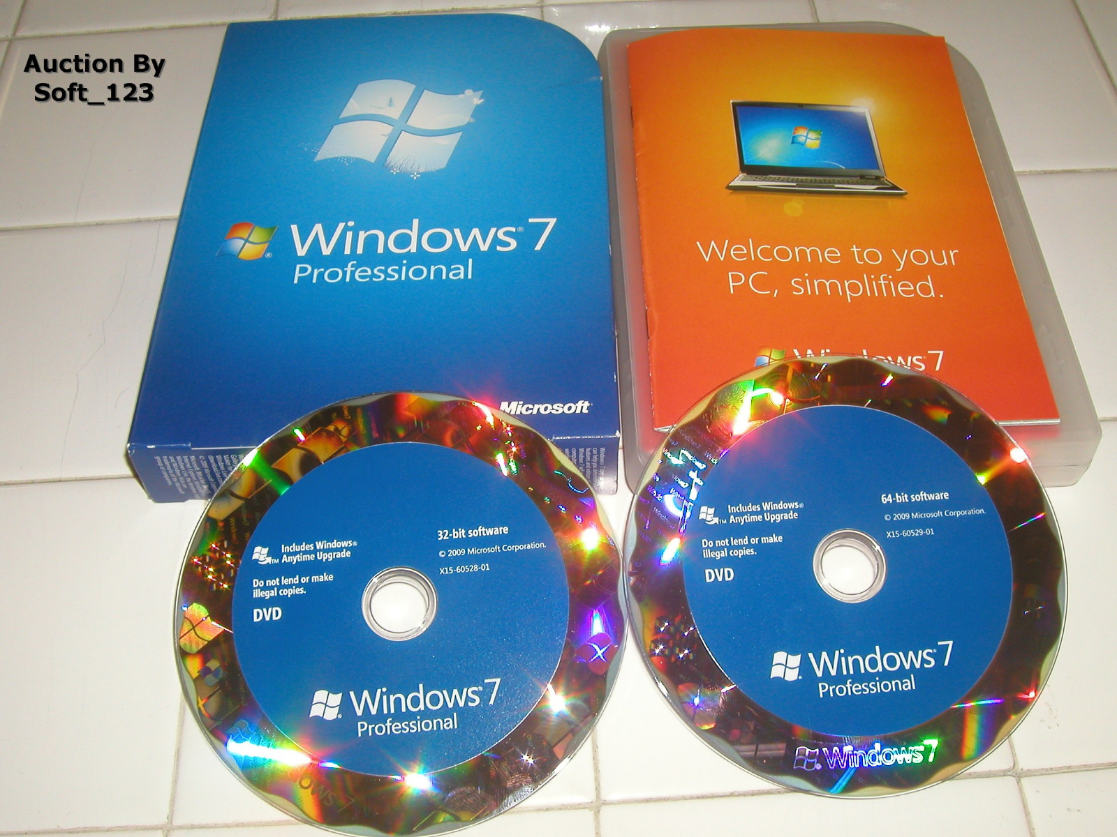 Microsoft Windows 7 Professional Full 32 & 64 bit DVD MS WIN PRO=NEW RETAIL BOX=