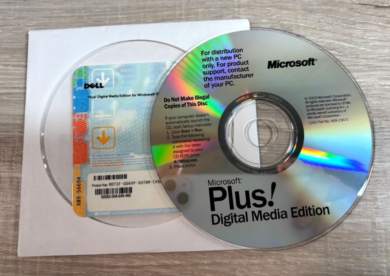 Microsoft Plus! Digital Media Edition CD For Windows XP W/ Product Key