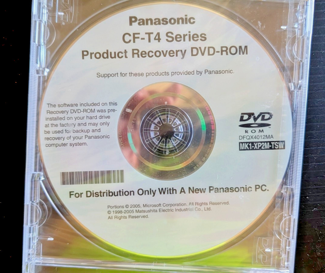 Panasonic CF-T4 Series Product Recovery DVD-ROM (MK1-XP2M-TSW)