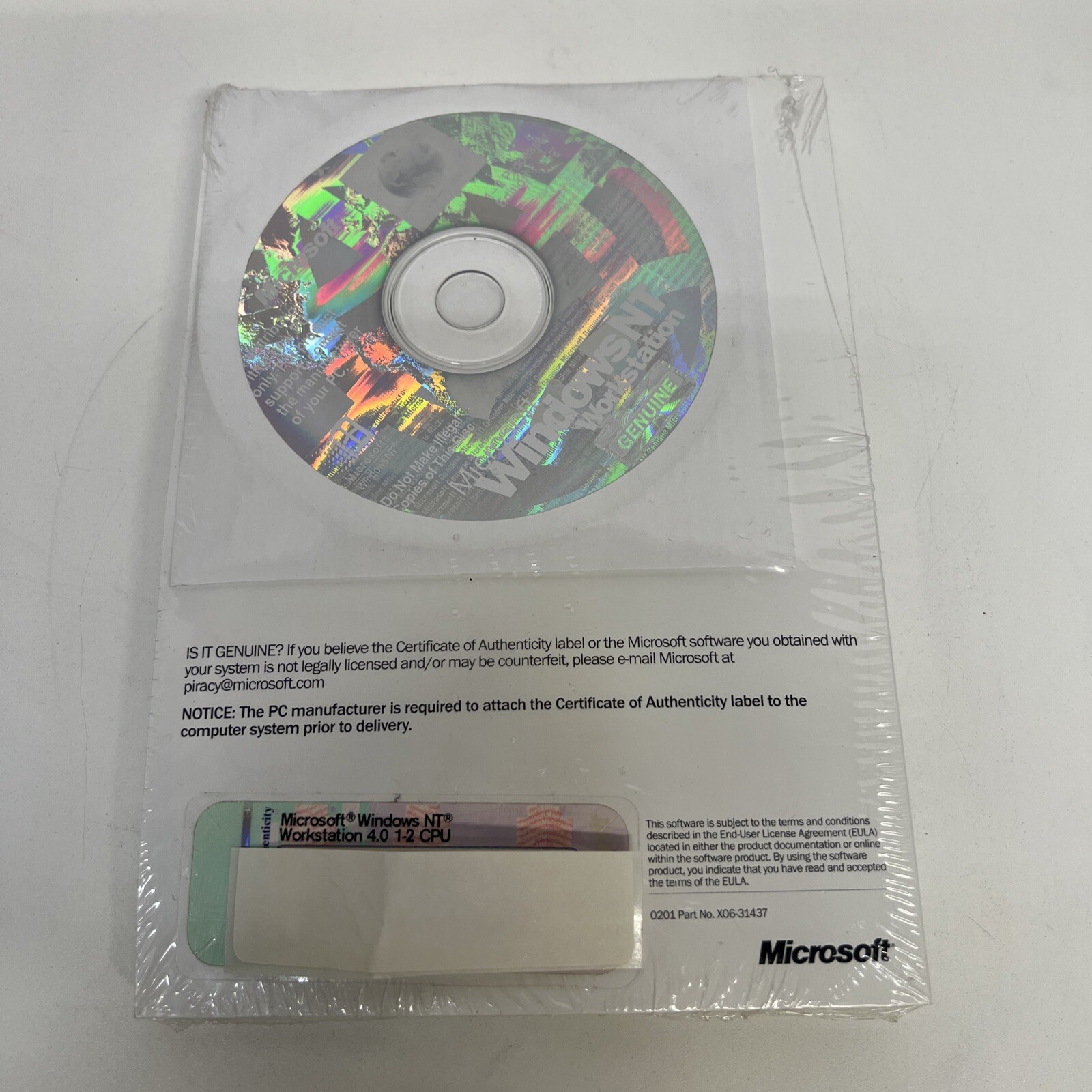 Microsoft Windows NT Workstation 4.0 Full Version New Sealed+Flappys W/ Key OEM