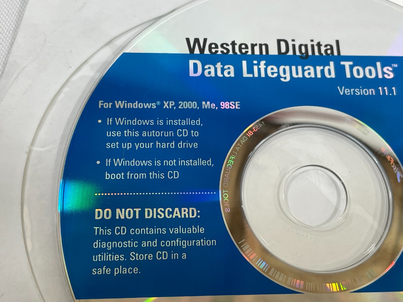 WESTERN DIGITAL DATA LIFEGUARD TOOLS 2004 VER. 11.1 FOR WINDOWS XP,2000,ME,98SE