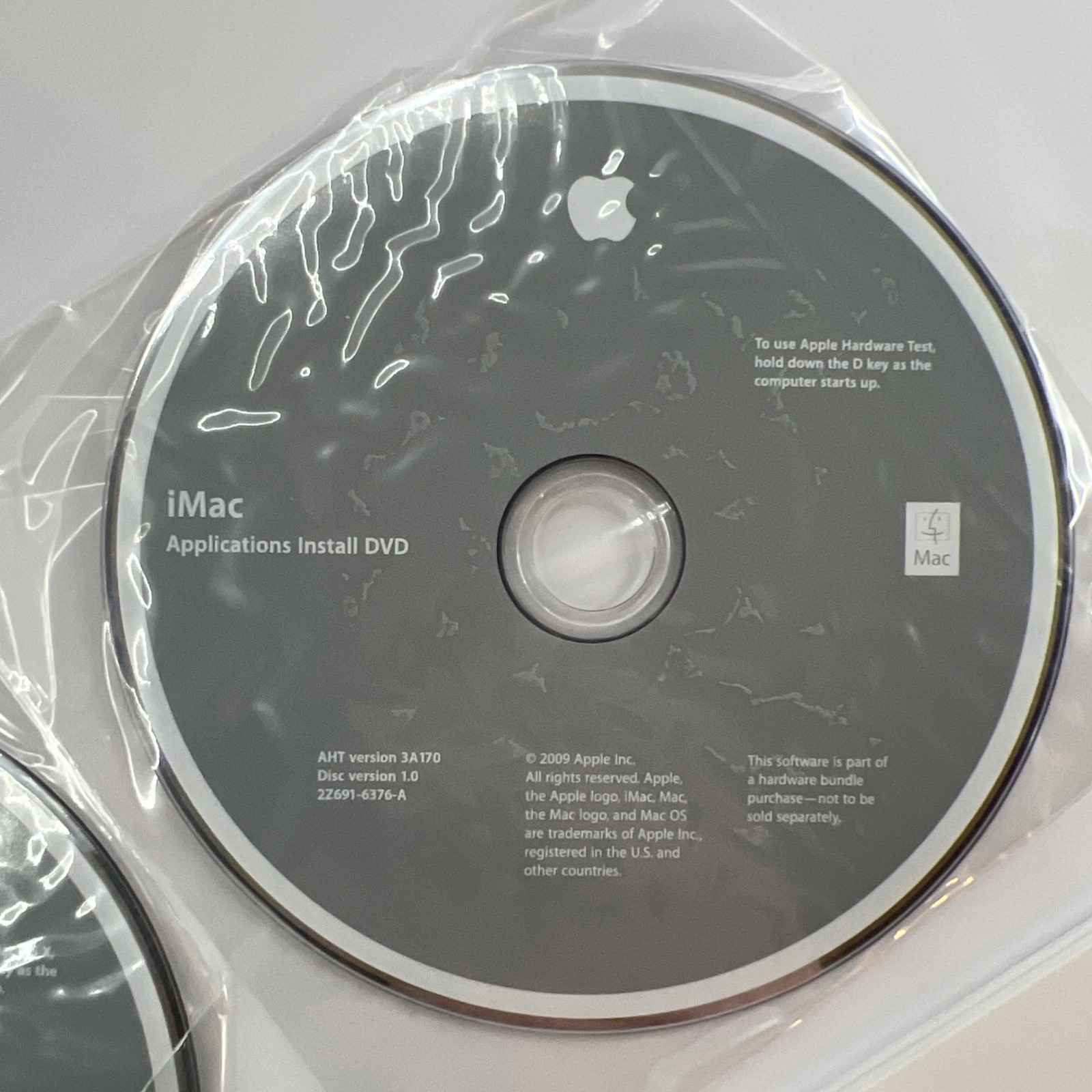 Apple iMac OS X 10.5.6 Install Discs 1 and 2 W/ Manual & Stickers