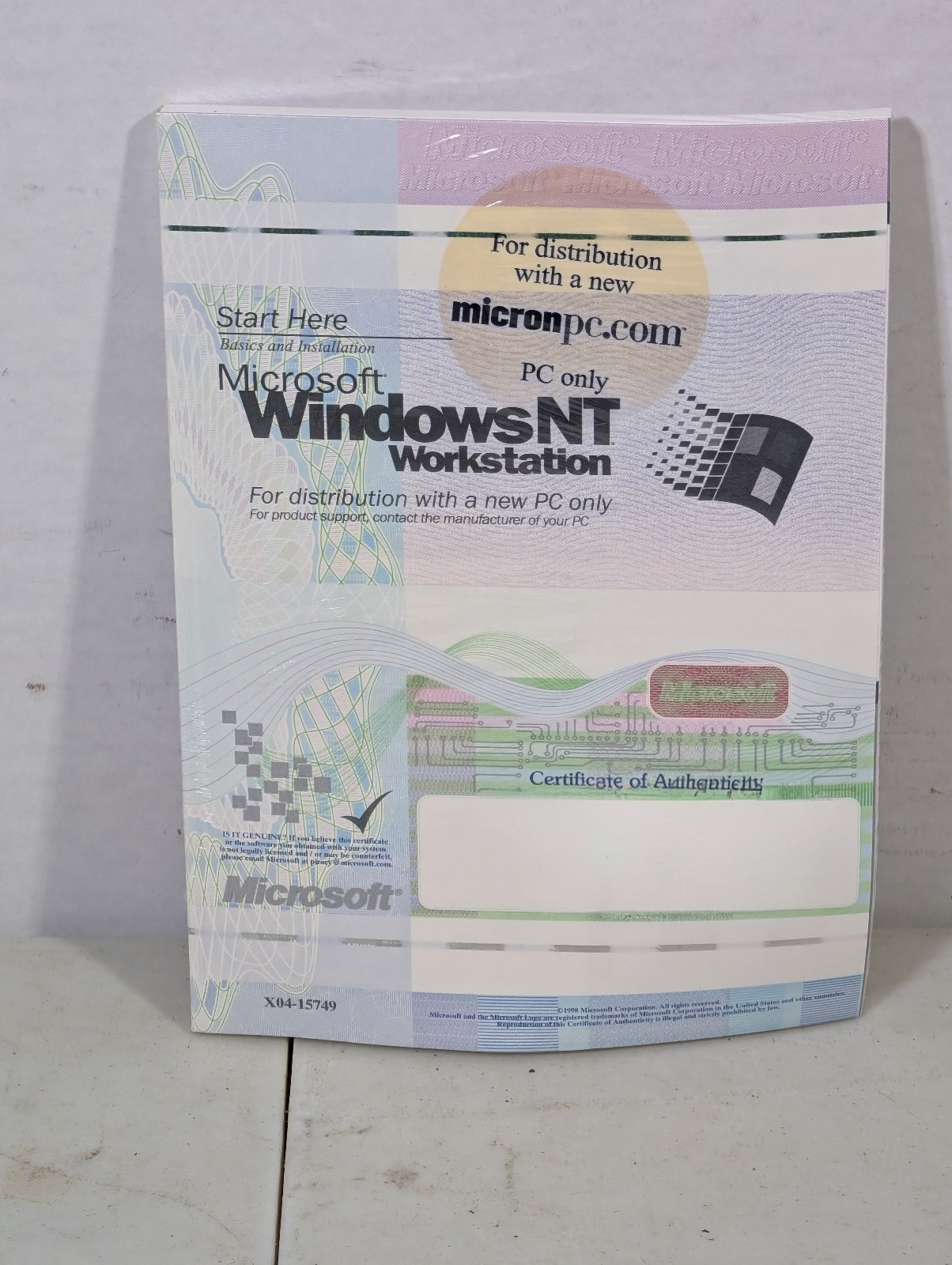 Microsoft Windows NT 4.0 Workstation Disc Floppy COA OSS001228-01 SEALED