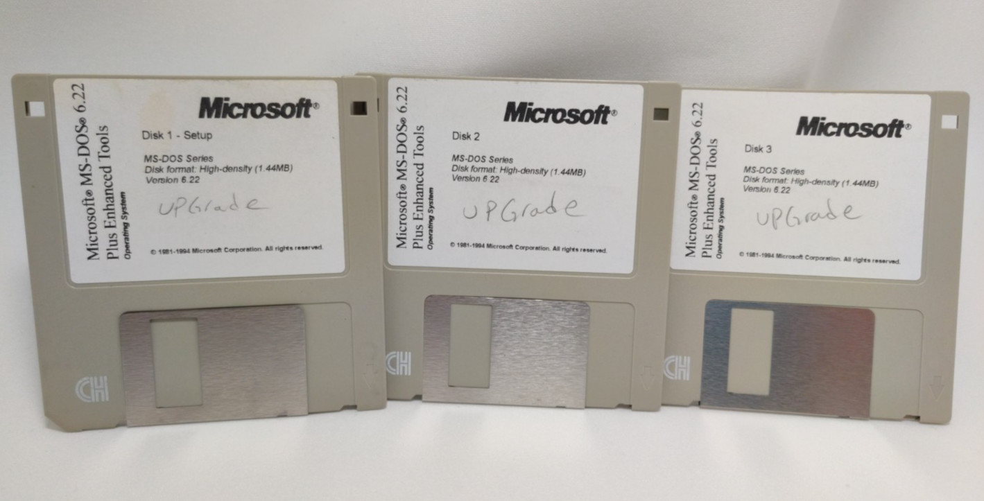 MS Dos 6.2 Upgrade 3 Disk Set Floppy 3.5 Diskette
