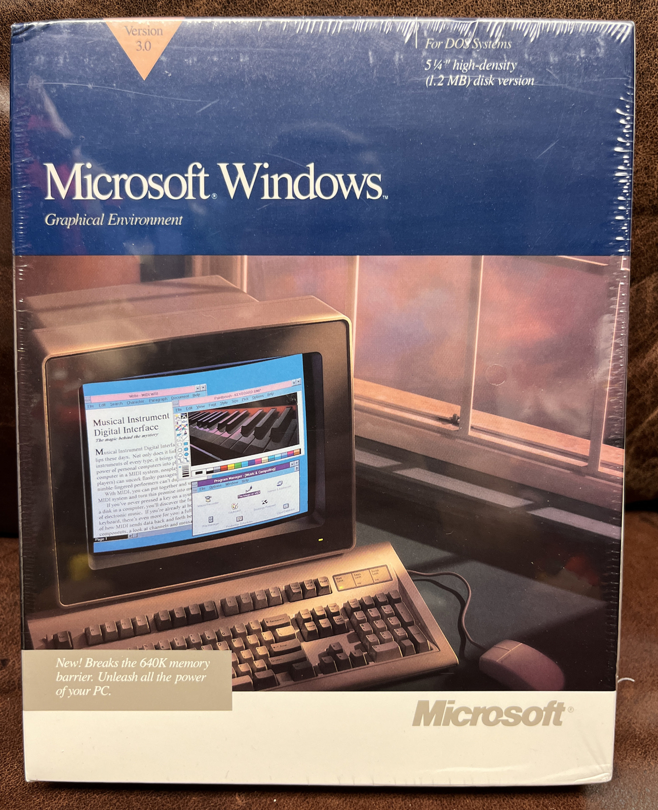 Microsoft Windows 3.0 NEW SEALED VINTAGE 5.25″ Version for DOS Floppy Disk Rare
