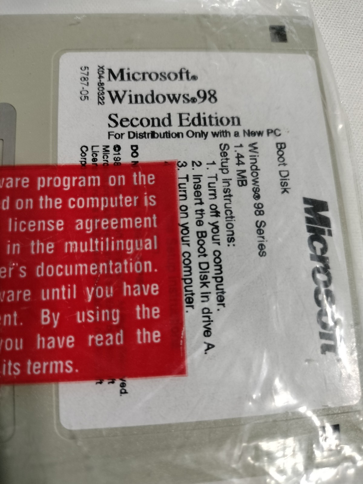 Original Microsoft Windows 98 Second Edition Floppy Boot Disk Unopened
