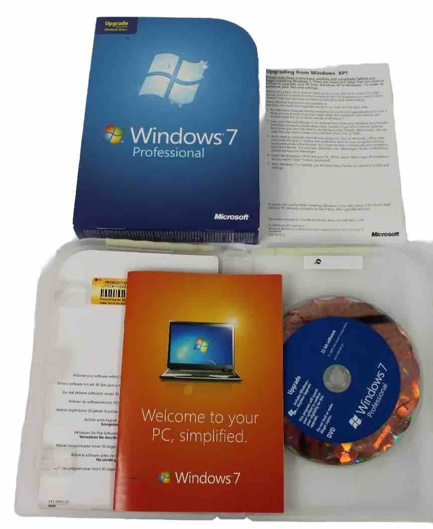 Microsoft Windows 7 Professional Full 32 & 64 bit DVD MS Win Pro Retail Box
