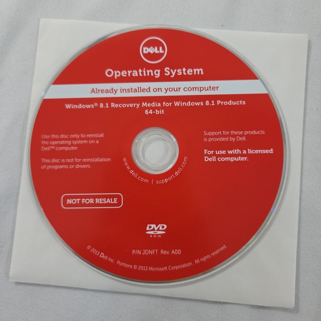 Microsoft Windows 8.1 OS Recovery Media 64-Bit Dell OEM Disc Reinstallation OS
