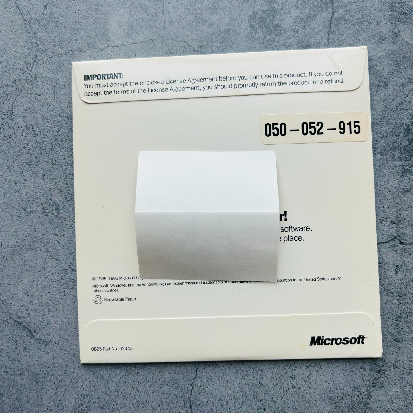 Microsoft Windows 95 Upgrade Disc For Windows Users CD-ROM w/ Product Key