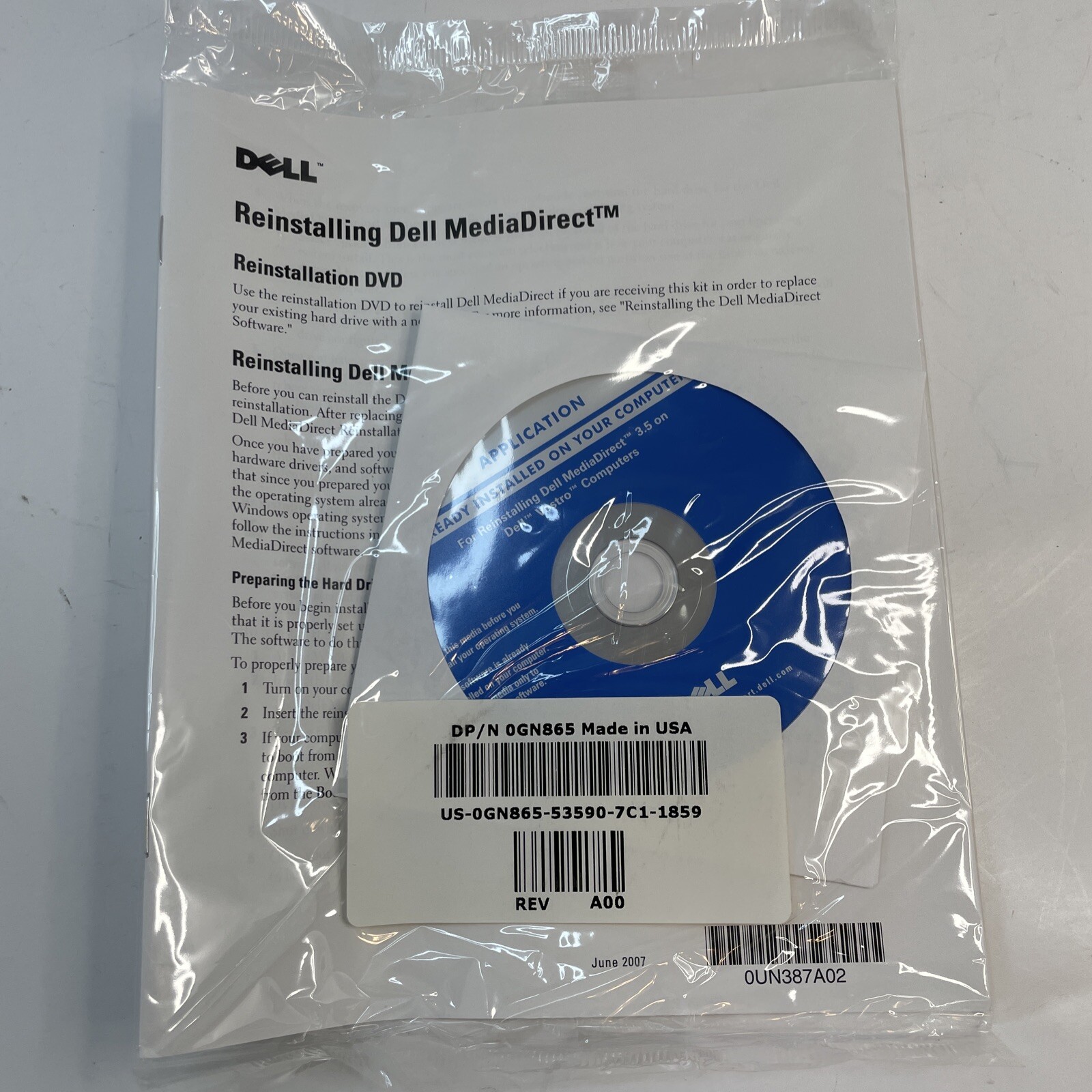 DELL REINSTALLATION CD DVD Vostro