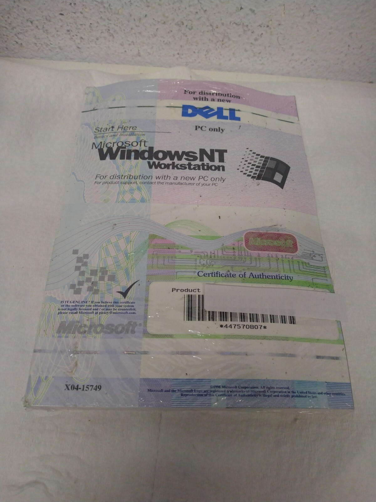 MICROSOFT WINDOWS NT WORKSTATION CD installation book COA X04-15749
