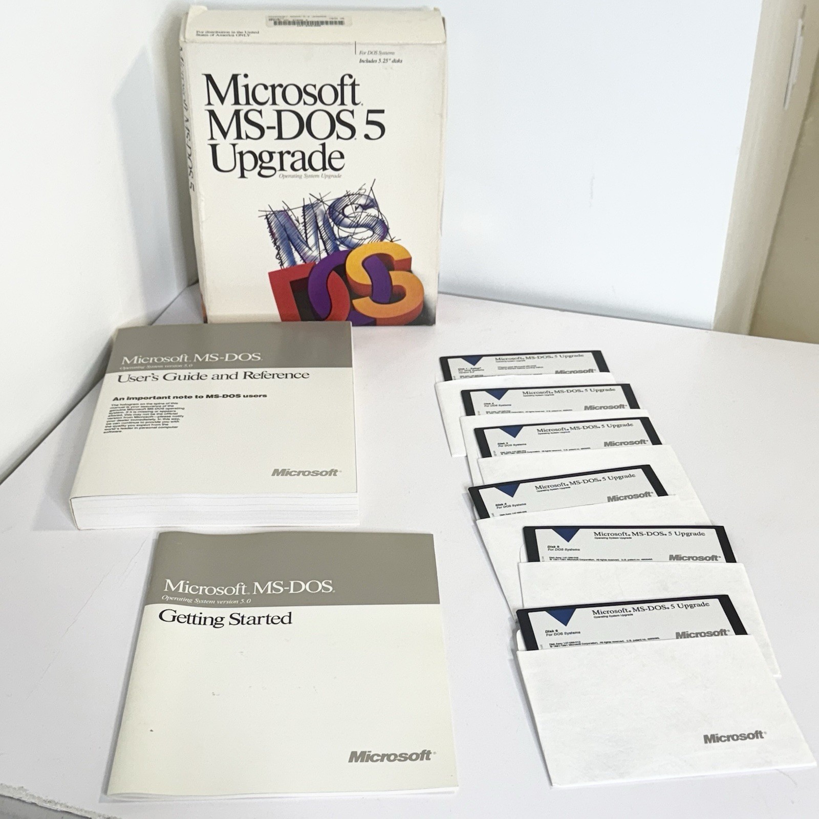 Microsoft MS-DOS 5 Operating System Upgrade 5.25″ Disks & Manuals Vintage 1991