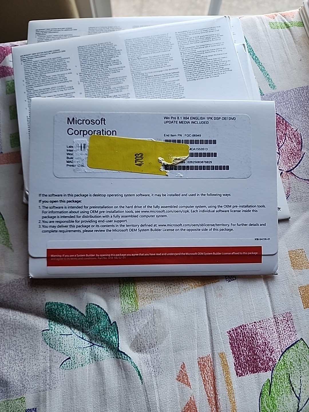 Microsoft Windows Pro 8.1 64 Bit Update Media Included