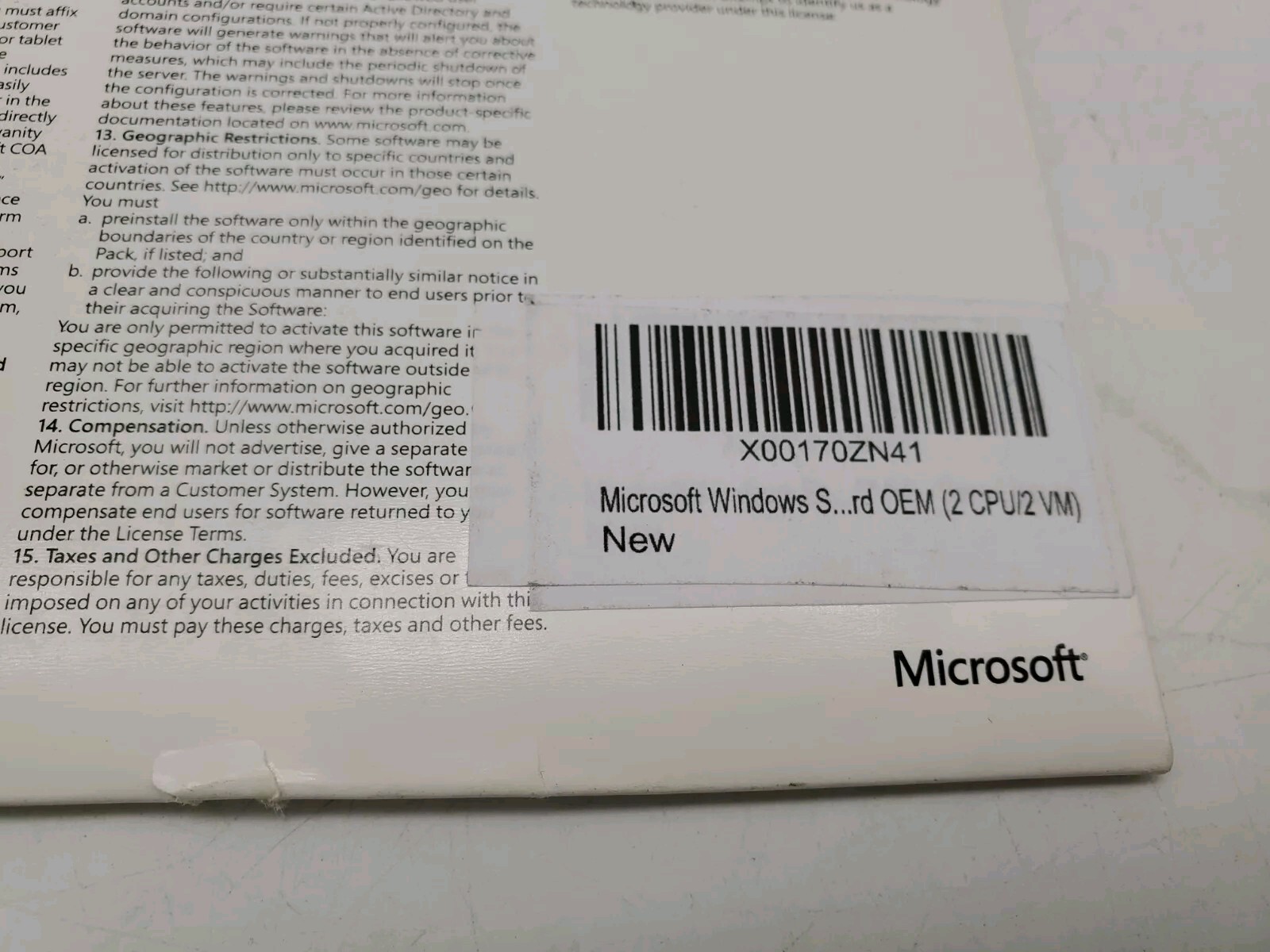 Microsoft Windows SVR STD 2012 x64 English Software DVD 2CPU/2VM