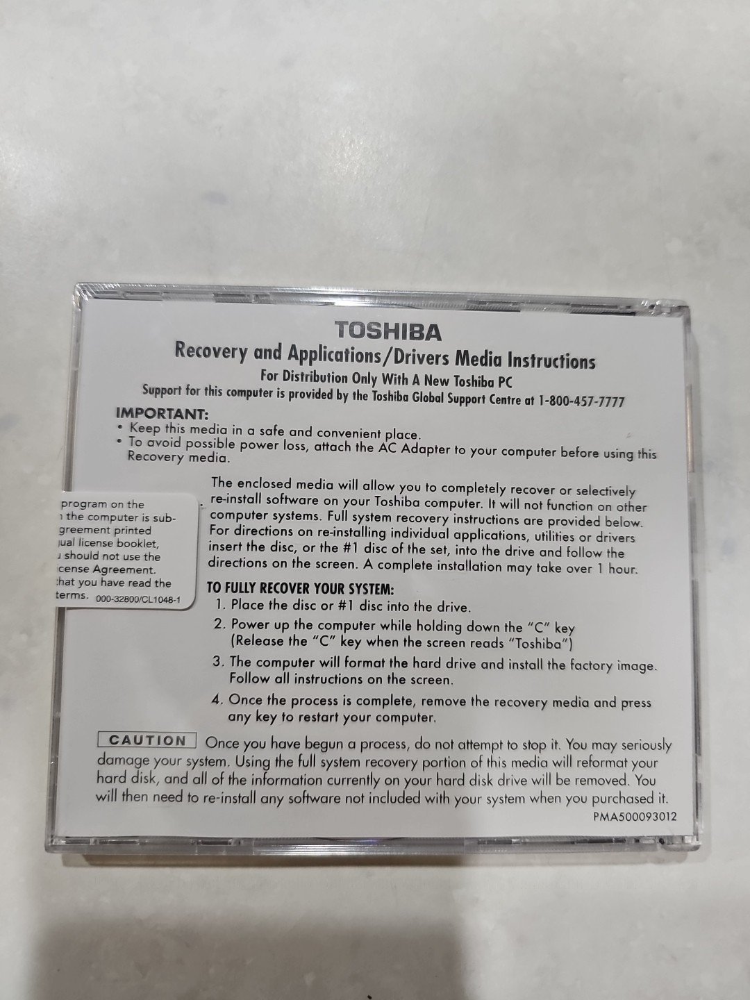 Toshiba Recovery and Applications Drivers DVD Satellite L20 L25 Series Sealed