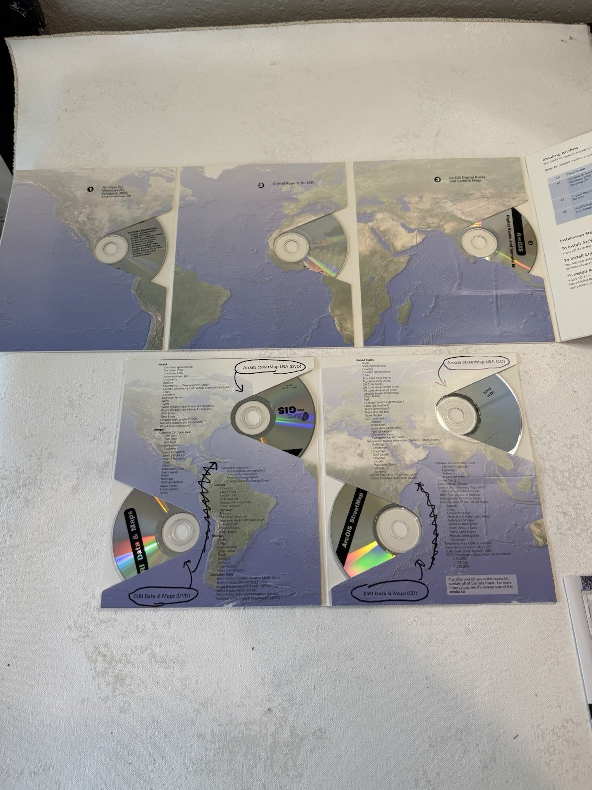 ARC GIS by ESRI instruction manuals and media kits 2003. 8.0 8.3