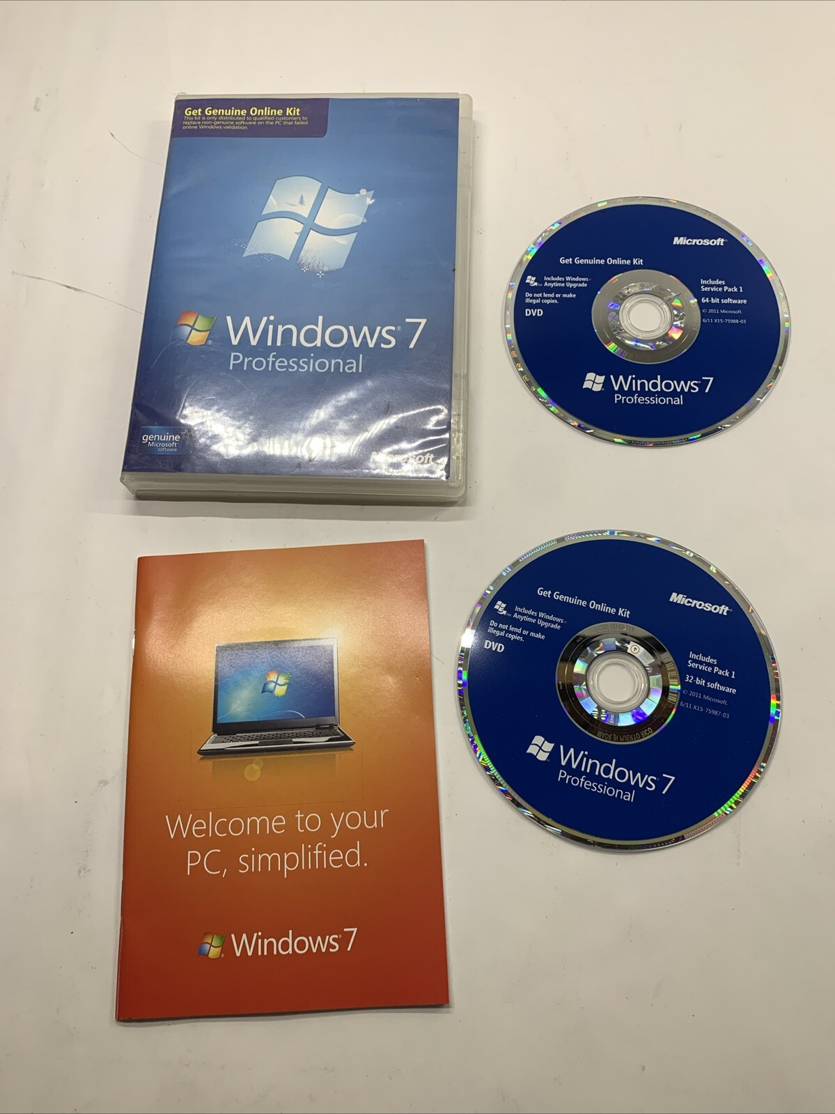 MICROSOFT Windows Pro 7 SP1 32-bit and 64-bit Software- Get Genuine Online Kit