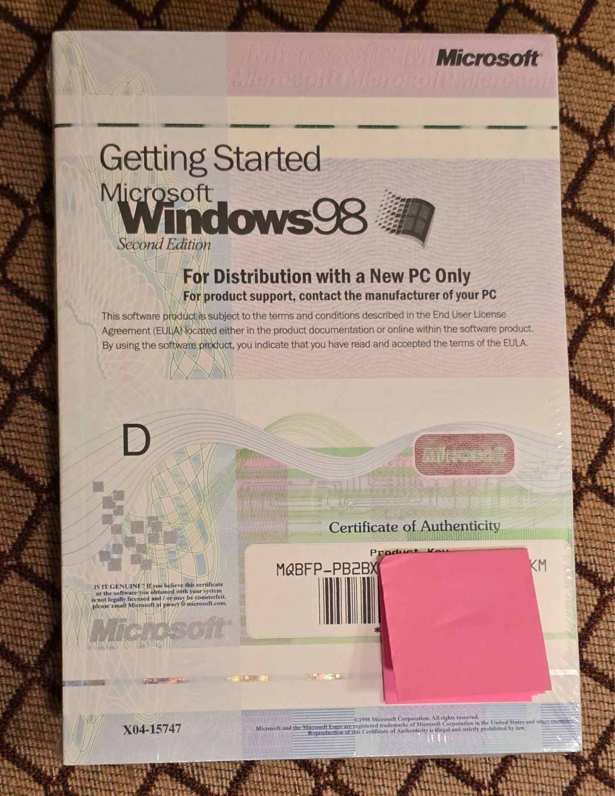 New Sealed Microsoft Windows 98 Second Edition SE + Plus! 98 OEM CD & COA Manual
