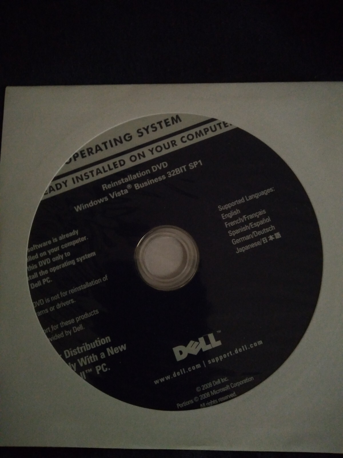 *NEW* Dell Windows Vista Business 32 Bit SP1 re-installation DVD