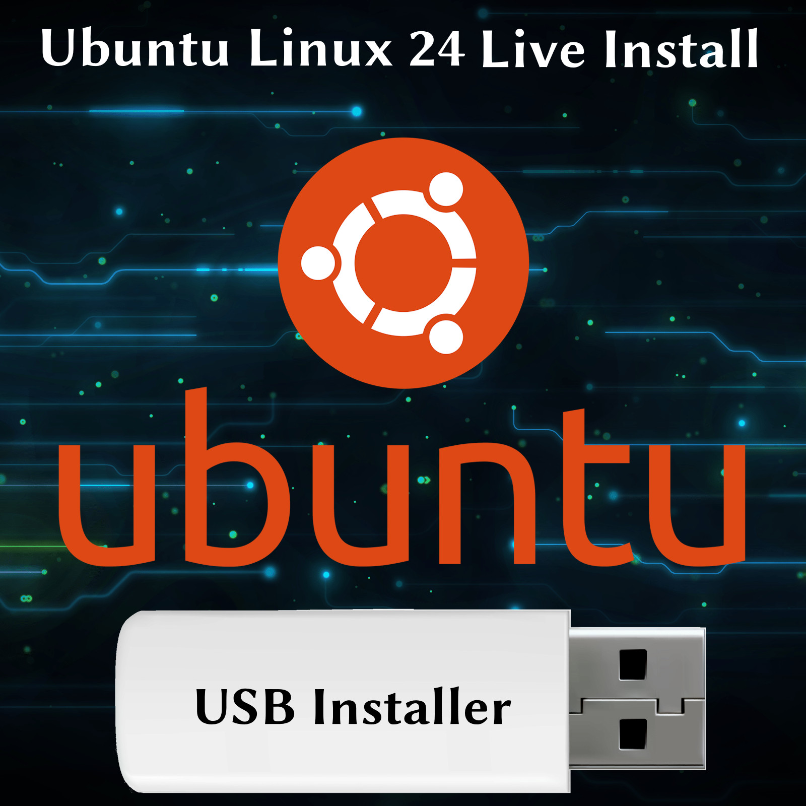Ubuntu Linux 24 Operating System Distribution 64-Bit Bootable Install Live PC