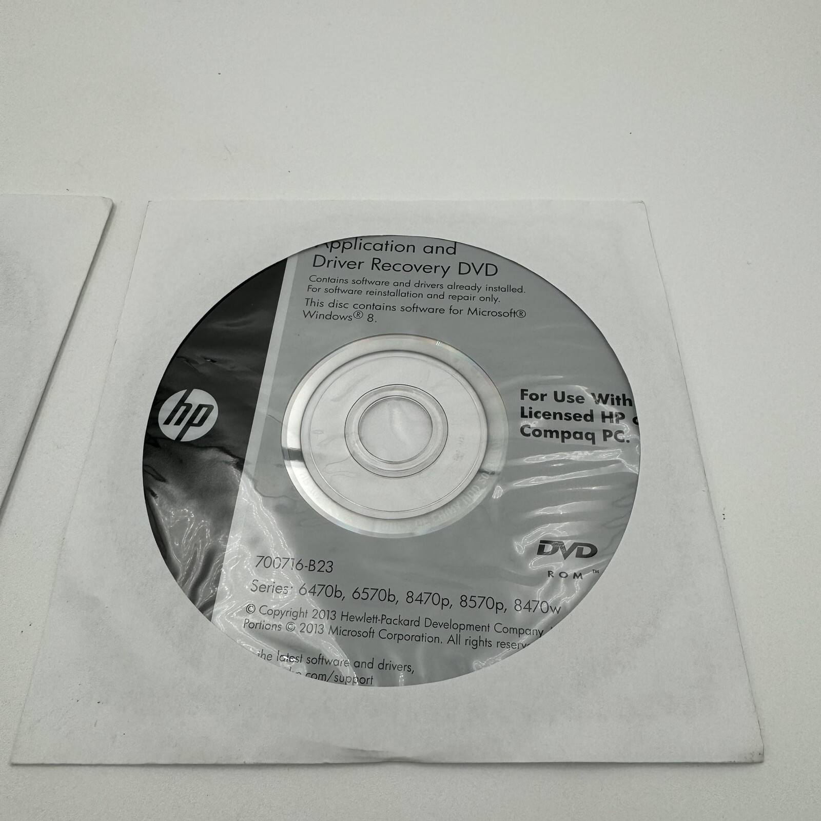 Operating System Windows 8 Pro HP Compaq DVD 700702-DN2 & Application Driver Rec