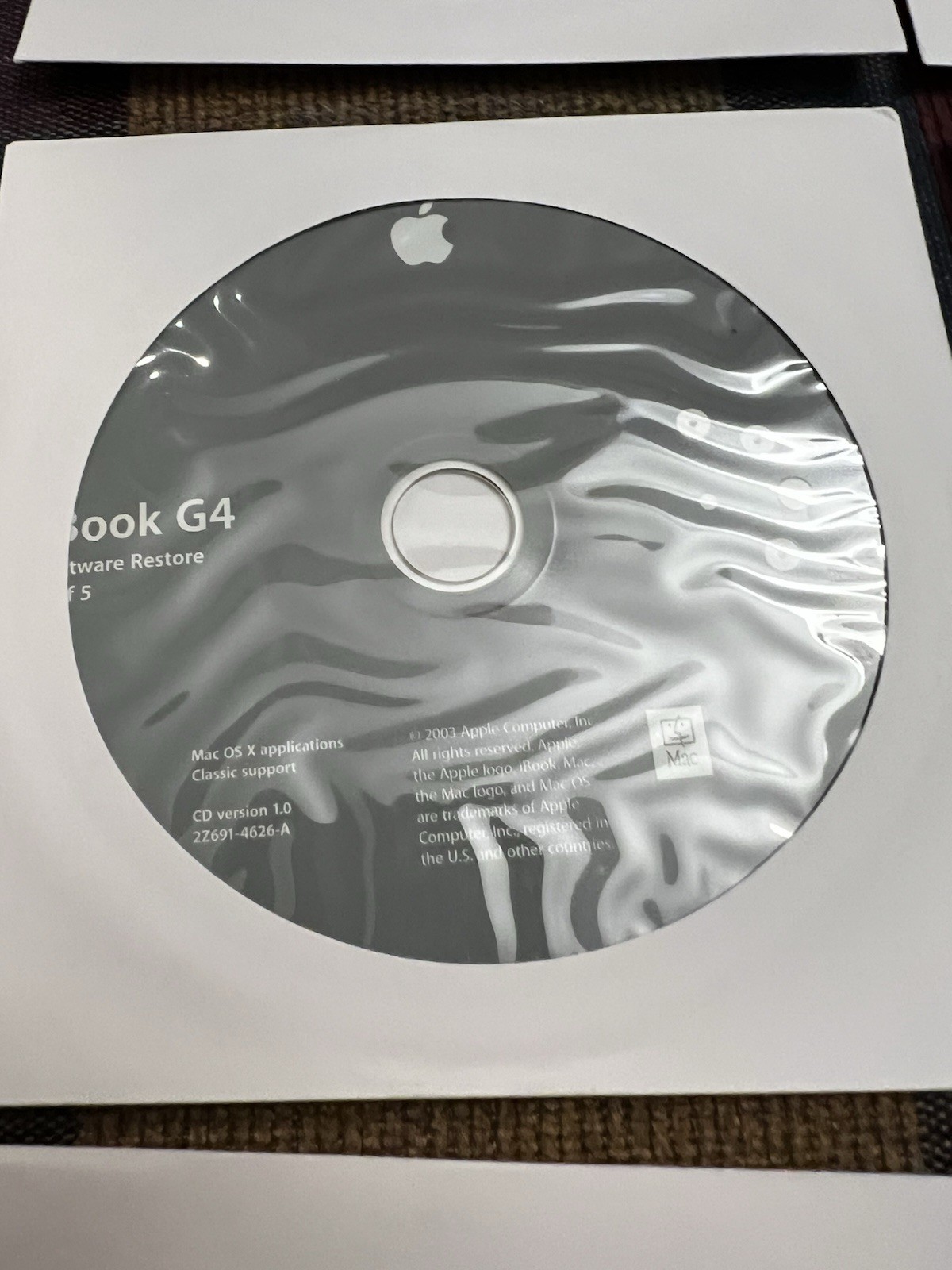 Apple iBook G4 Mac OS 10.3 Install CD SET + Software restore Set + Hardware Test