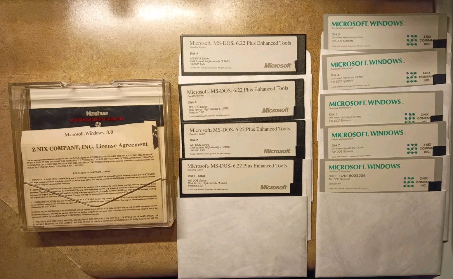 Microsoft Windows 3.0 & MS-DOS 6.22 5.25″ Disks Vintage Computing Programs Lot