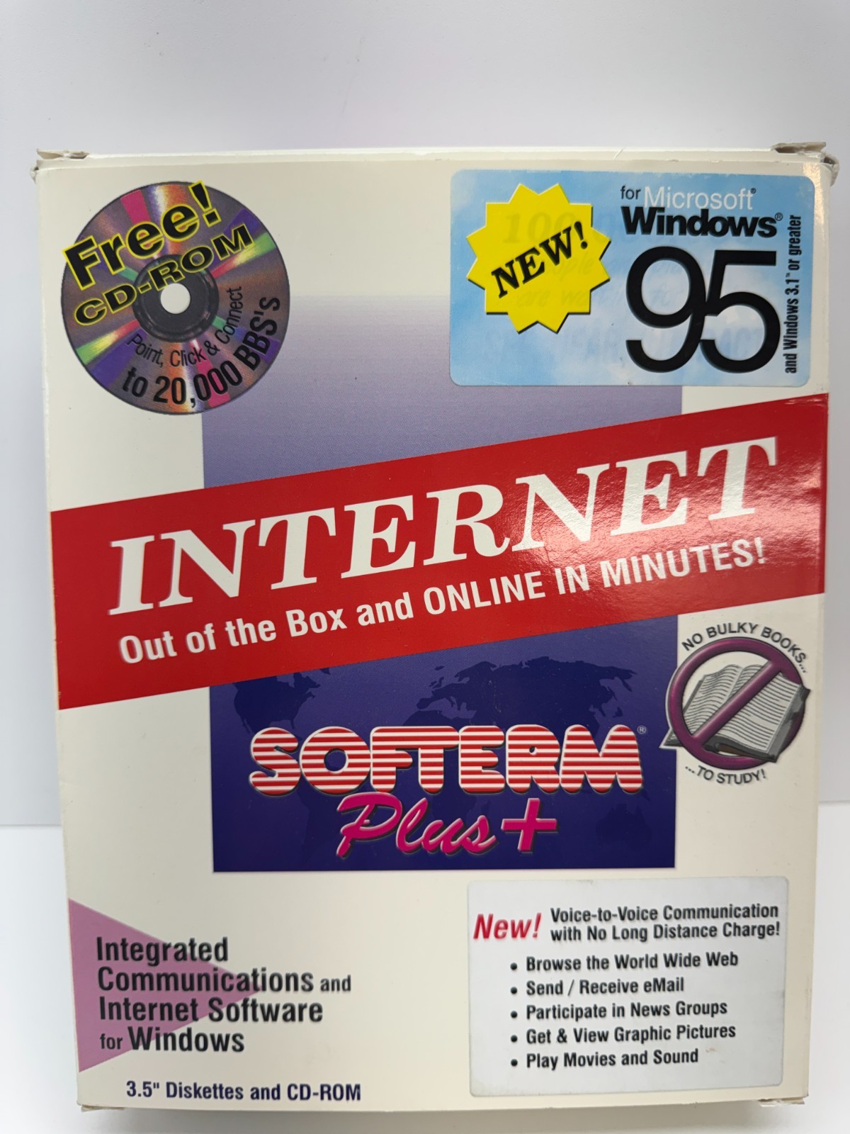 Vintage Softerm Plus+ V 4.0 Sofronics Windows 95 Internet BBS Big Box PC Softwar