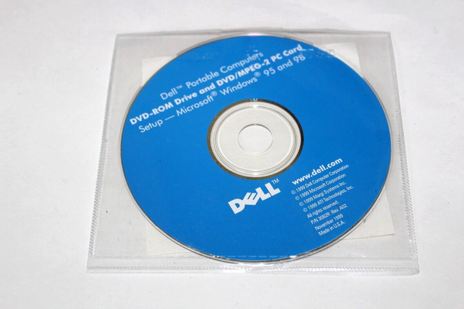 Dell DVD-ROM Drive and DVD/MPEG-2 PC Card, Setup – Microsoft Windows 95 and 98