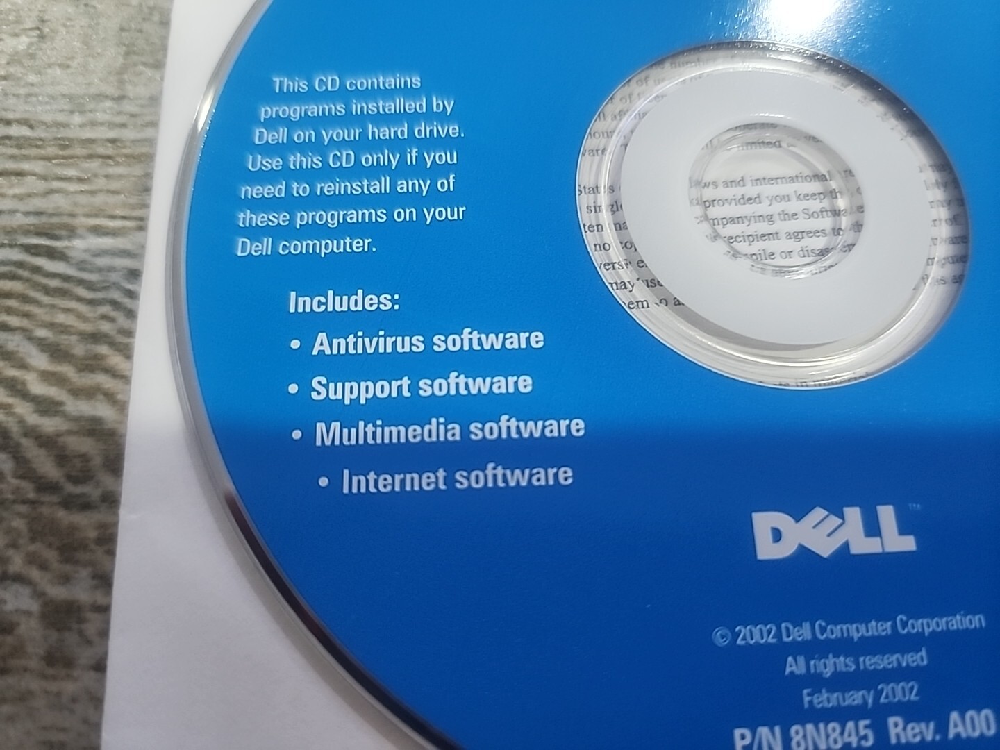 DELL Tools CD Reinstalling Dell Installed Software APPLICATION SYSTEM 8N845 A00