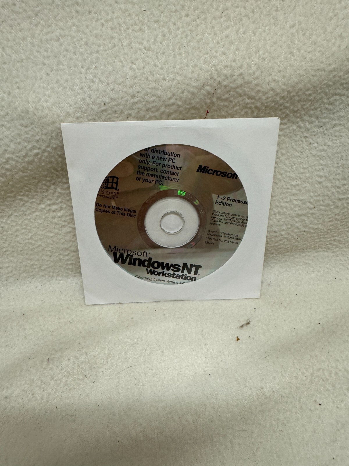 Microsoft Windows NT 4.0 Workstation – ACTIVATION CODE NOT INCLUDED!!!!