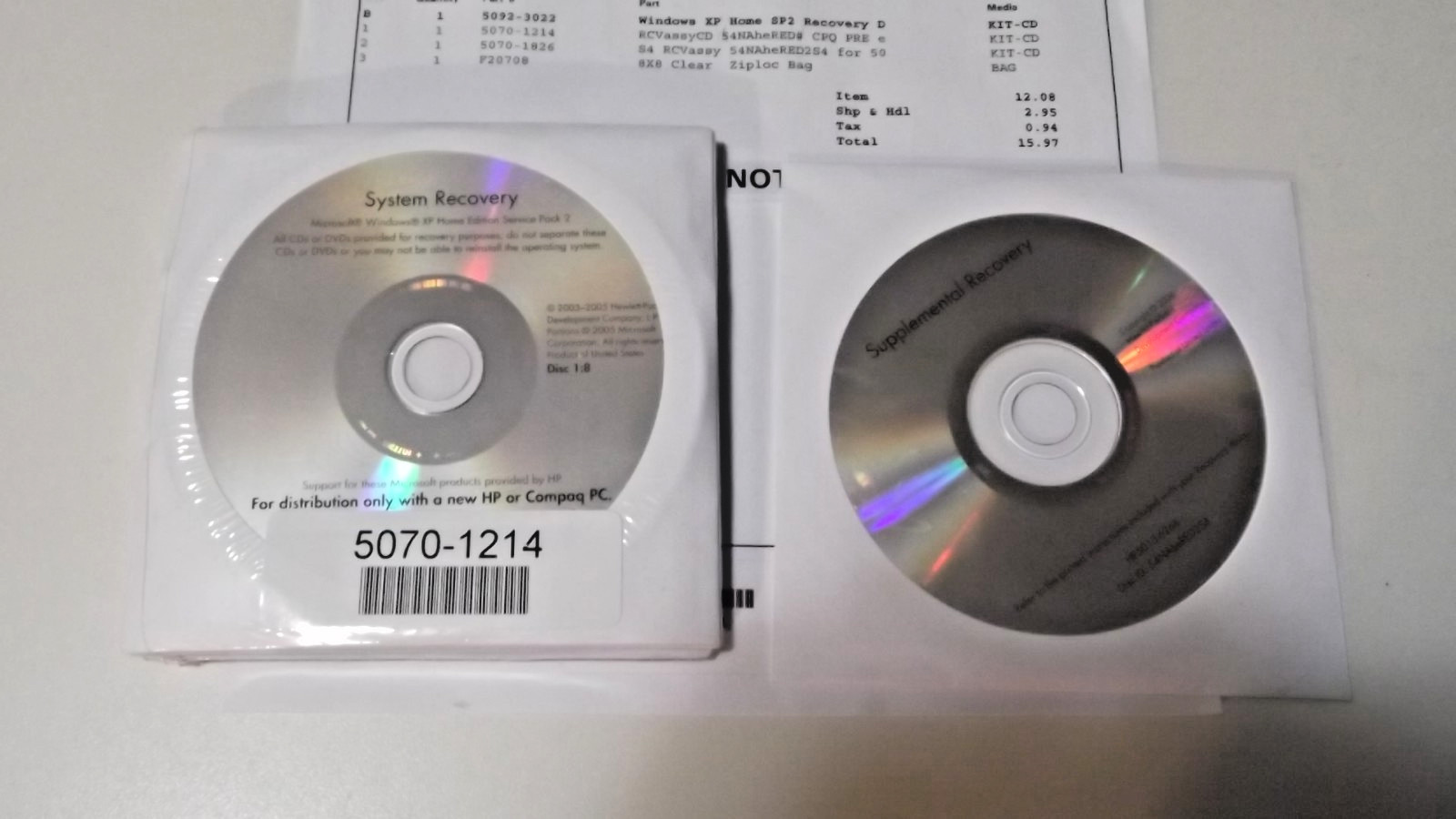 Hewlett Packard Compac Windows XP Service Pack 2 Recovery Disks New With Sticker