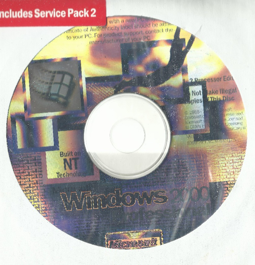 Windows 2000 Professional 1-2 Processor Edition CD INSTALL DISC + Quick Start
