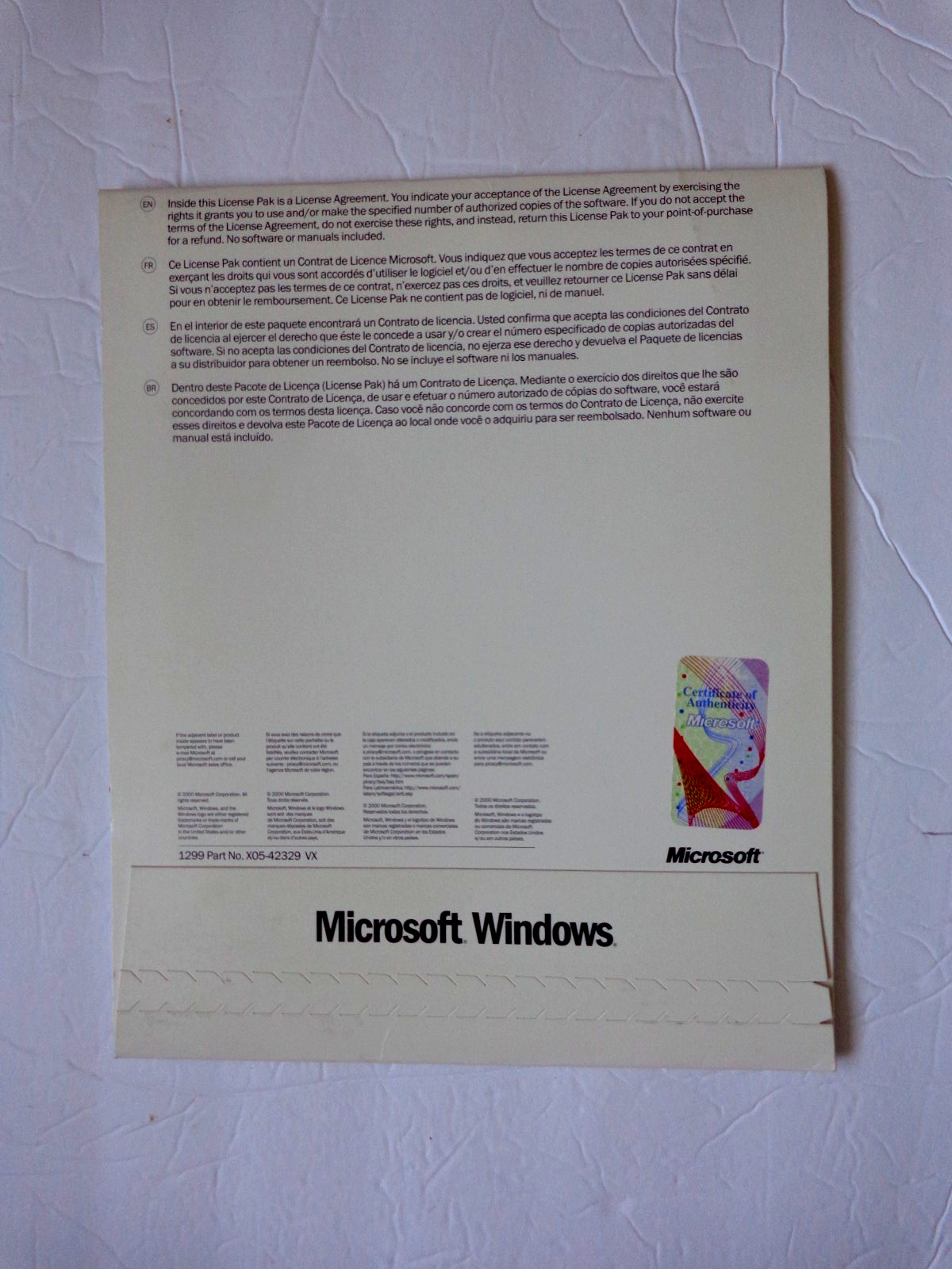 Microsoft Windows 2000 Server – 20 Client License Pak Only