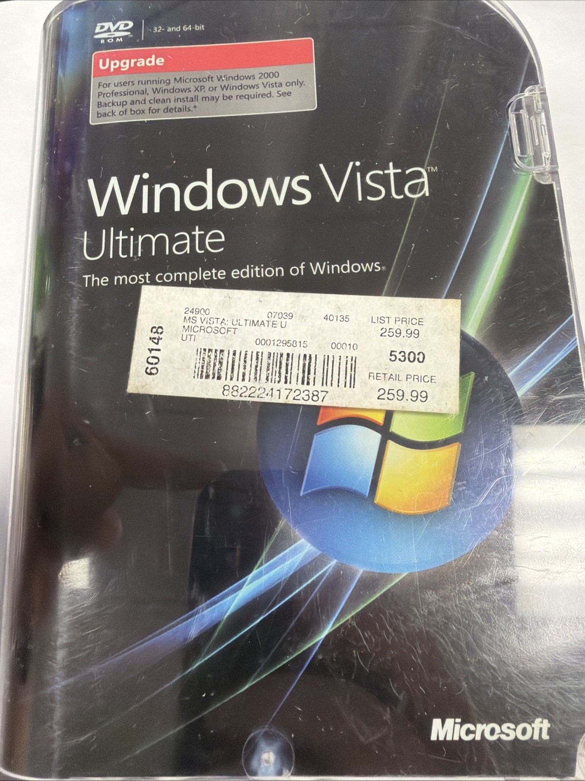 Microsoft Windows Vista Ultimate 32/64-Bit 2 Disc Set w/ Key & Book