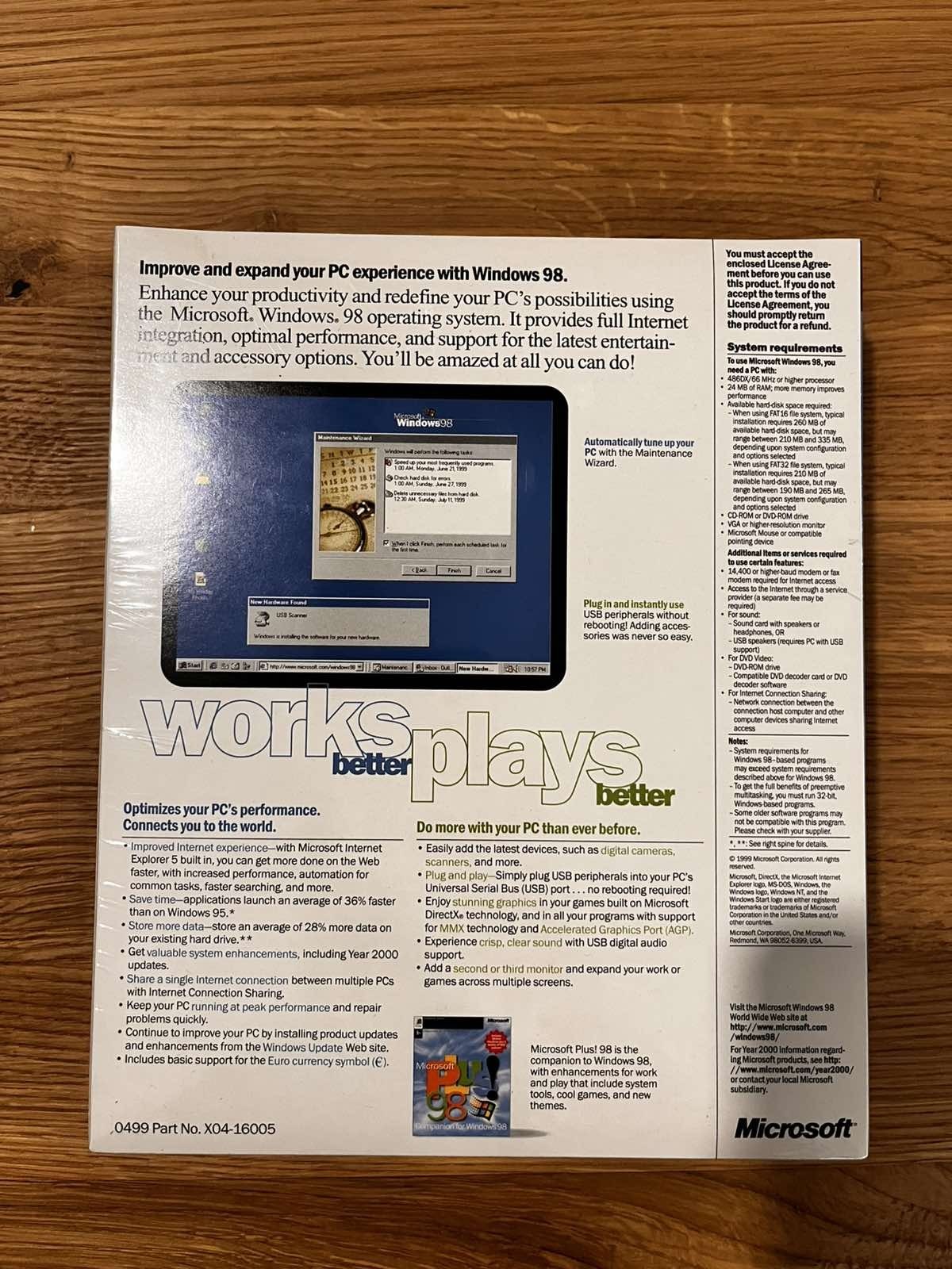 SEALED Microsoft Windows 98 SE Second Edition Full Edition Refresh 2 Intl. Win98