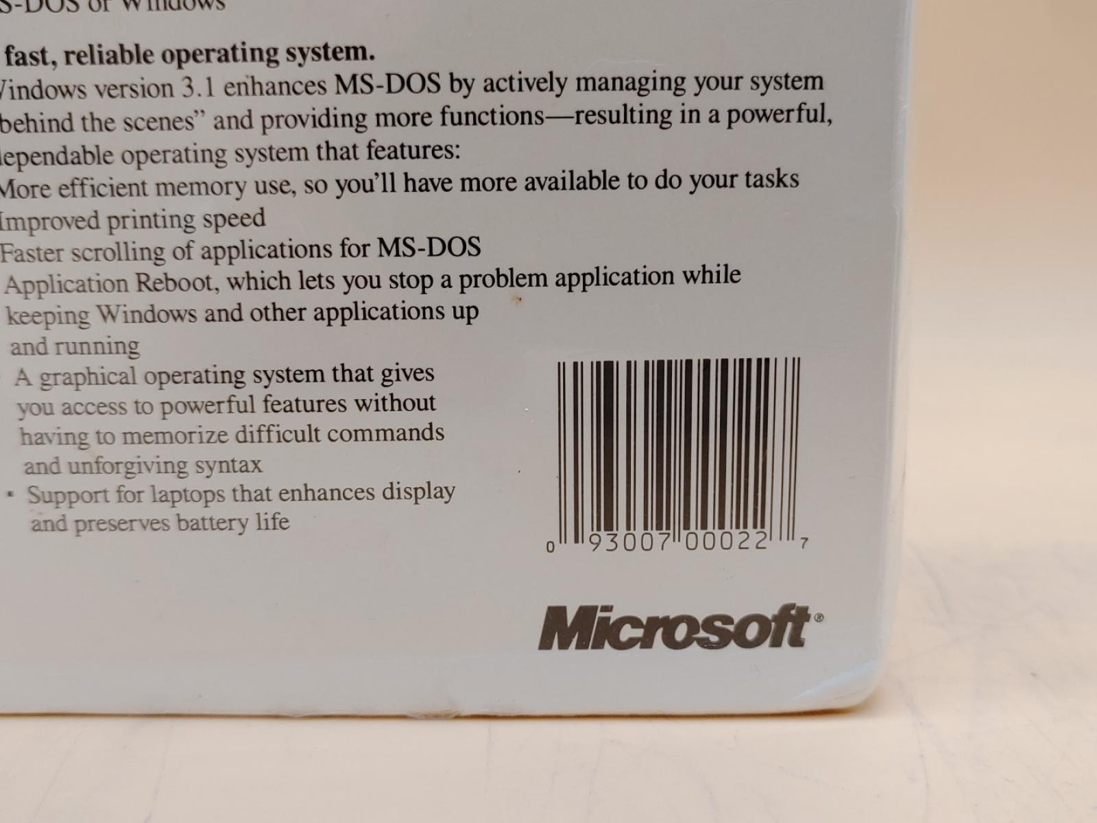 Microsoft Windows 3.1 Retail Box Floppy 3.5″ **SEALED**